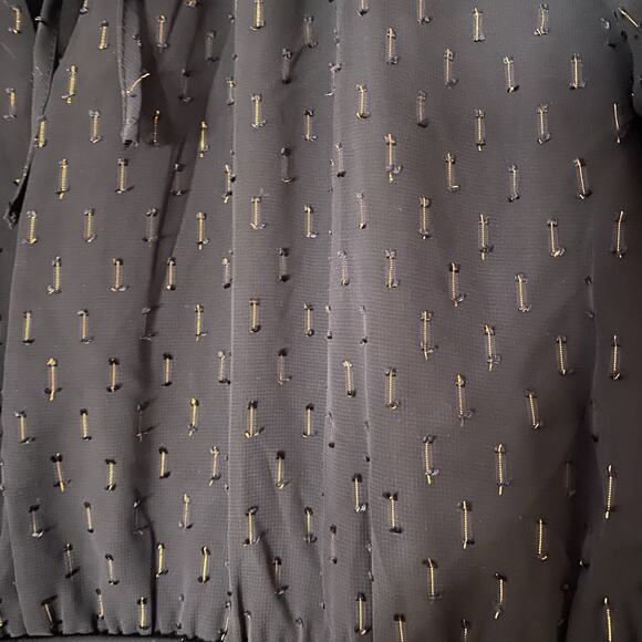 Maurices Blouse Plus Size 3X Black Gold V Neck Keyhole Tunic Top Fancy Party - Picture 3 of 7